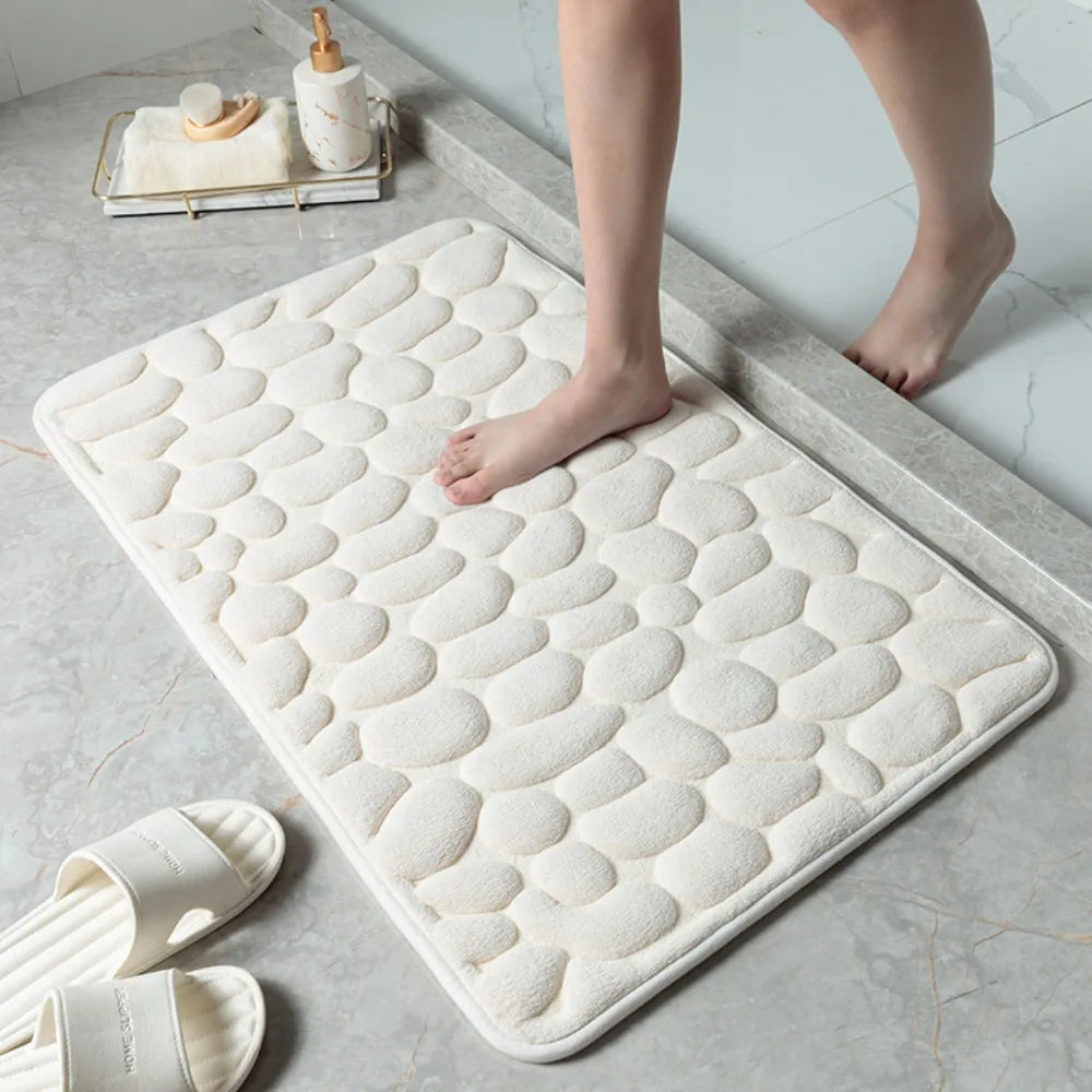 Cobblestone Embossed Bath Mat Non-Slip Carpets Water Absorption Washable Bathtub Floor Rug Shower Doormat Bathroom Decor